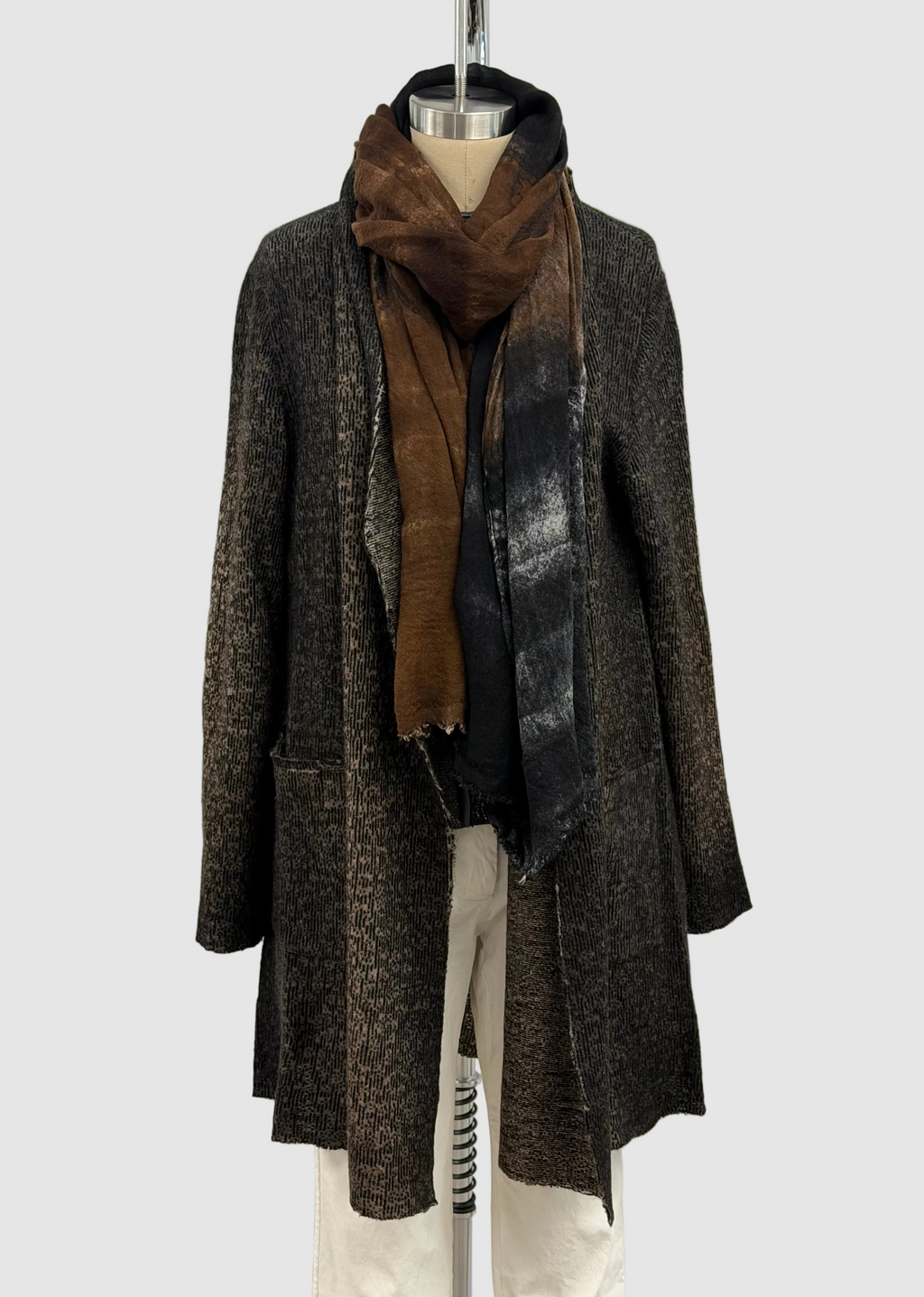 Avant Toi Hand-Painted Leopard Shawled Cardigan in Yak