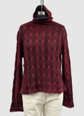 Avant Toi Hand Painted Braided High Neck Cashmere-Silk Pullover In Nero Wine