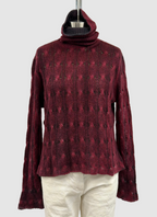 Avant Toi Hand Painted Braided High Neck Cashmere-Silk Pullover In Nero Wine