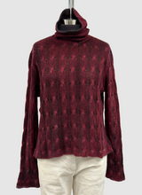 Avant Toi Hand Painted Braided High Neck Cashmere-Silk Pullover In Nero Wine