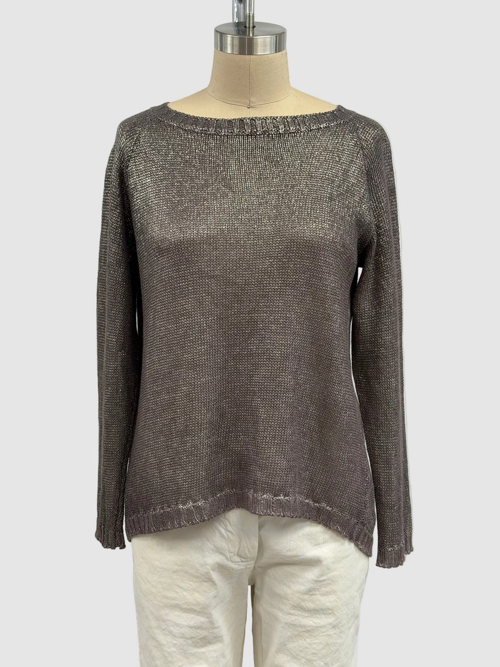 Avant Toi Linen Maglia Barchetta Manica Raglan con Ombre Lamina in Lavendar