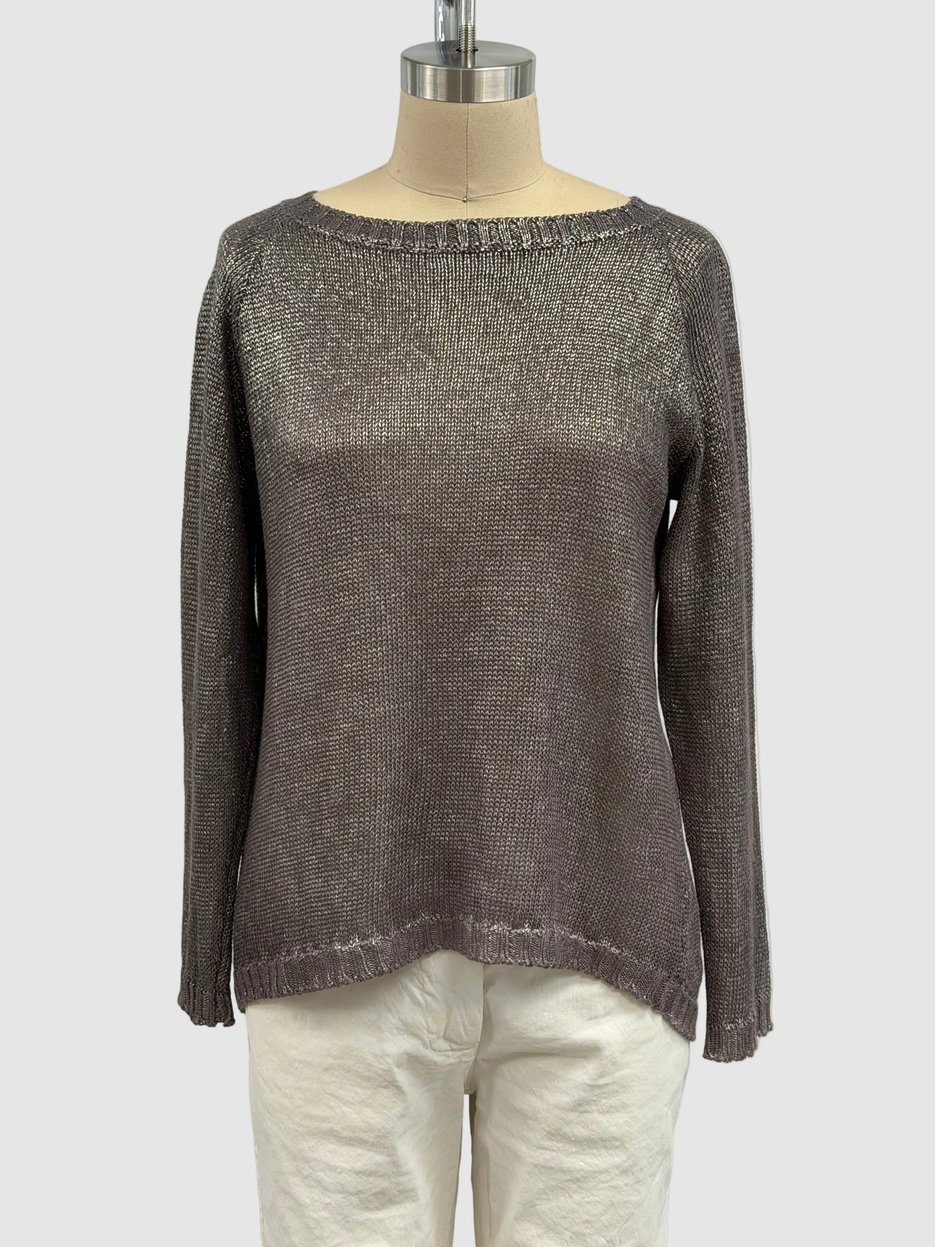 Avant Toi Linen Maglia Barchetta Manica Raglan con Ombre Lamina in Lavendar