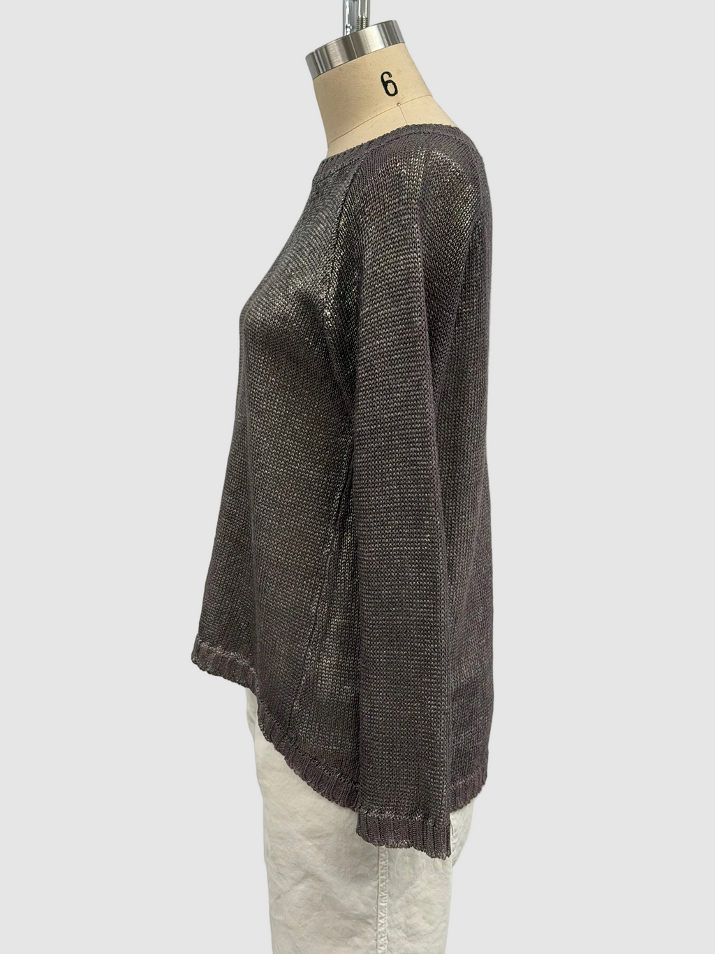 Avant Toi Linen Maglia Barchetta Manica Raglan con Ombre Lamina in Lavendar
