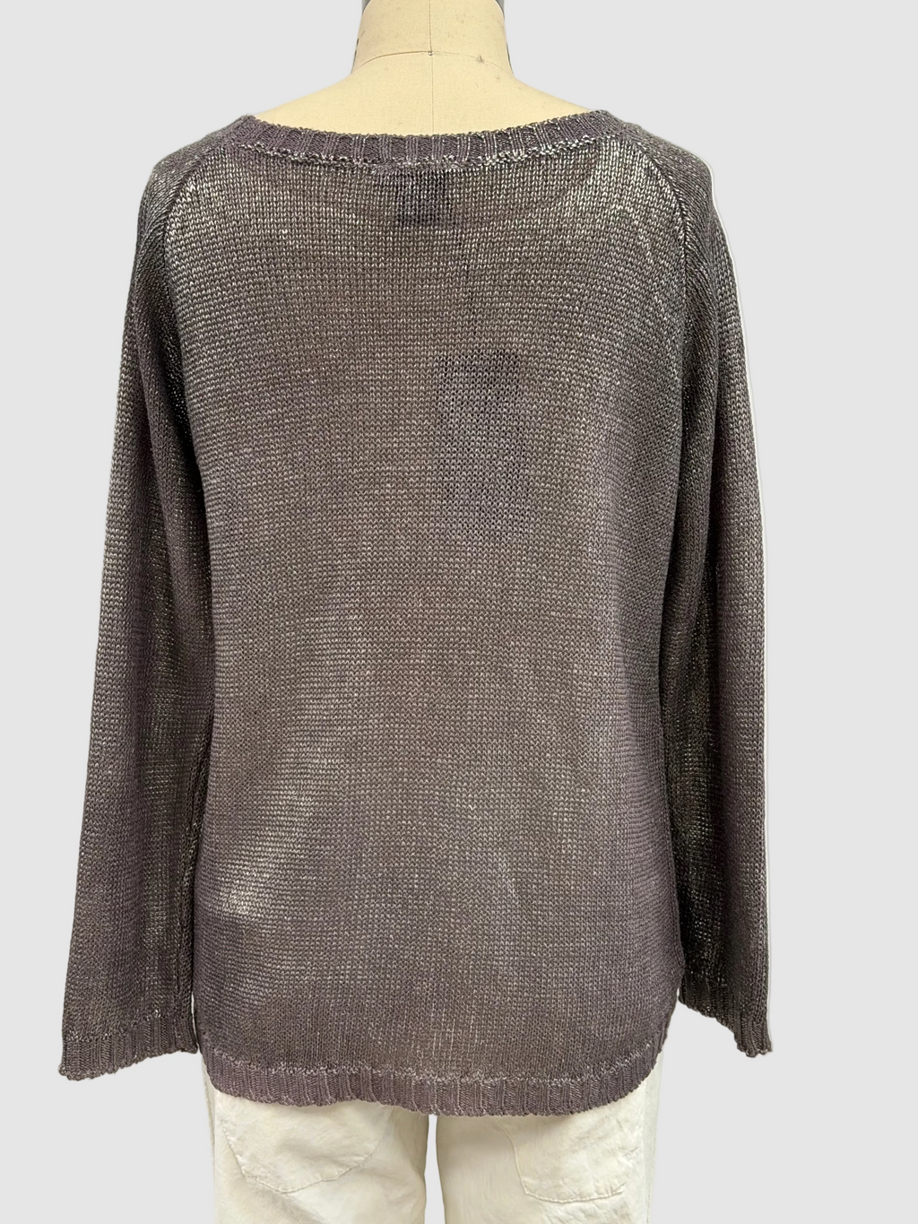 Avant Toi Linen Maglia Barchetta Manica Raglan con Ombre Lamina in Lavendar