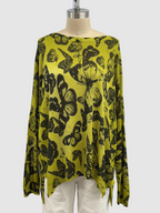 Avant Toi Silk Maglia Barchetta Oversized Stampa Farfalle in Lime