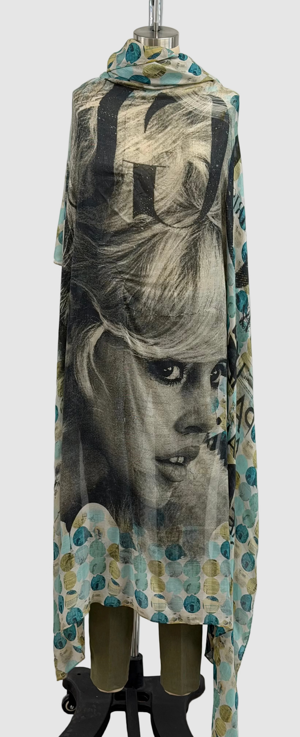Printed Artworks Brigitte Bardot Scarf in Blue/Green