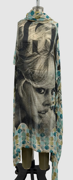 Printed Artworks Brigitte Bardot Scarf in Blue/Green