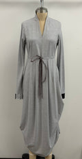 kimschalk Empire Waist Shirred Dress in Light Gray