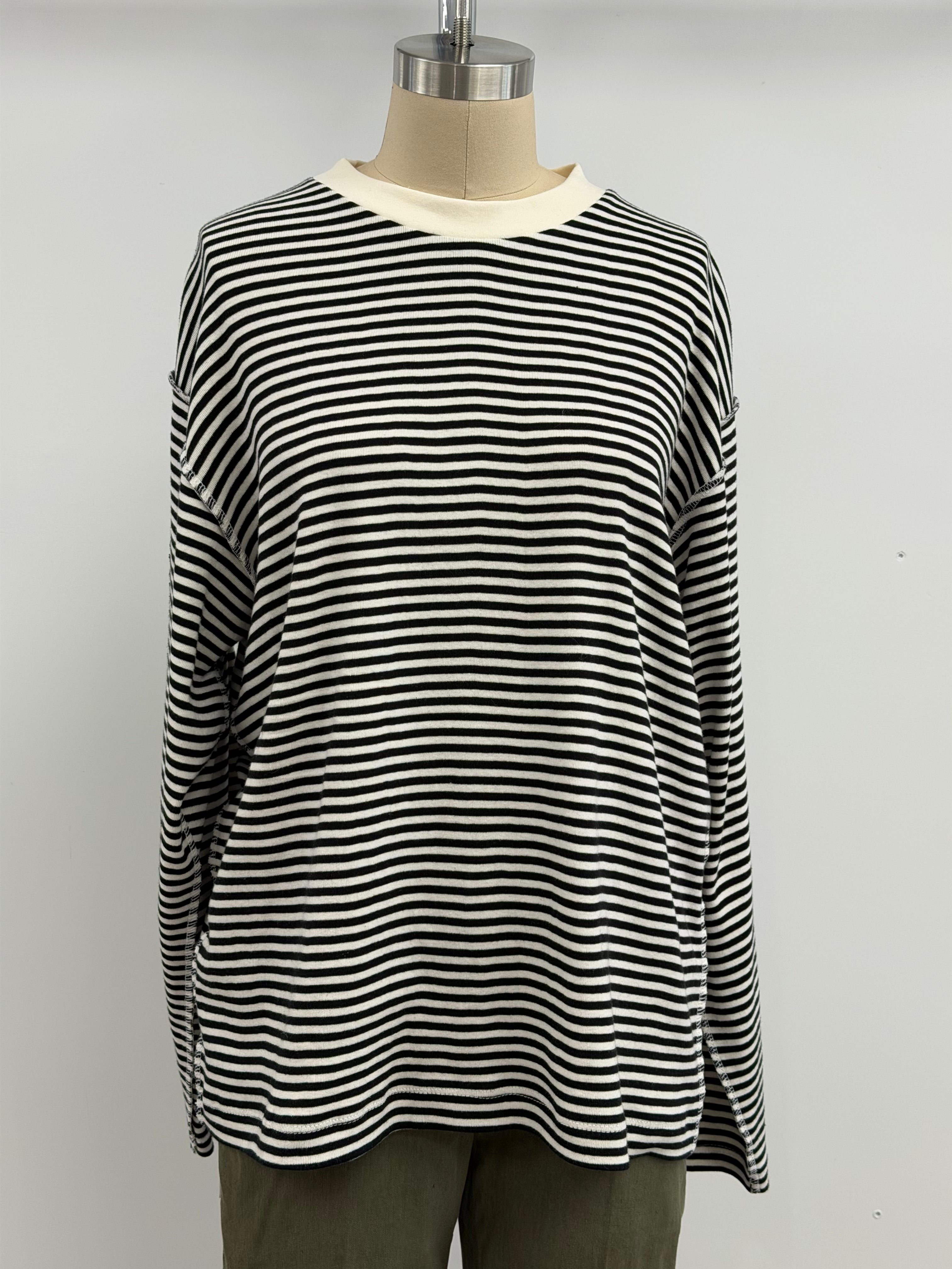 Asparagus Striped Tee in Black and White