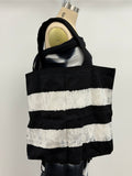 Gilda Midani Canvas Tote Bag in Striped Black + White