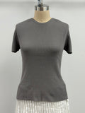 Lars Andersson Short Sleeve Organic Cotton Crew Neck Top in Cement