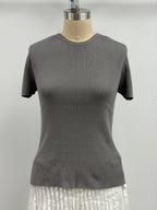 Lars Andersson Short Sleeve Organic Cotton Crew Neck Top in Cement