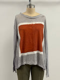 Gilda Midani Trap Long Sleeve Tee in Square Silver + Tangerine