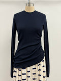 Lars Andersson Superfine Merino Long Sleeve with Gathered Side in Navy