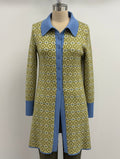 Oleana Rosy Sweater in Olive and Light Blue