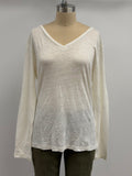 Les Ours Noe Long Sleeve V-Neck Linen Shirt in Ecru