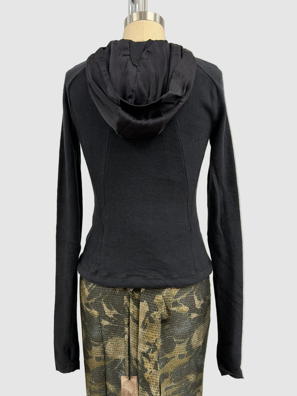 Masnada Long Sleeve Cotton Hoody With Silk Hood In Black