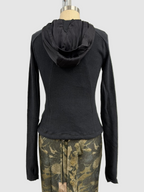 Masnada Long Sleeve Cotton Hoody With Silk Hood In Black