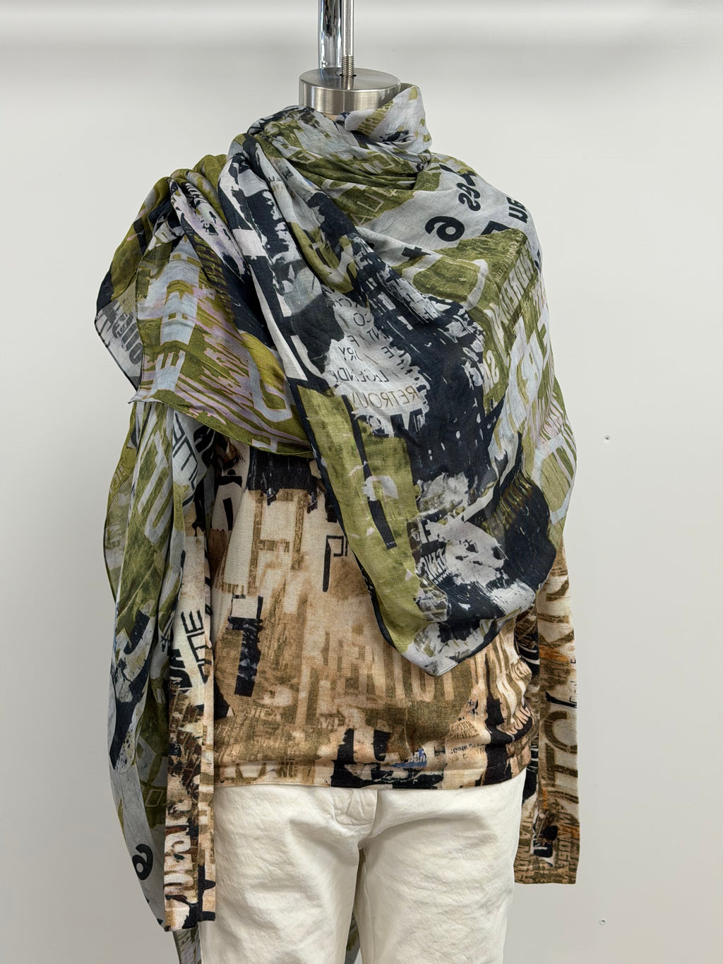 Printed Artworks Scarf in Graffiti Green