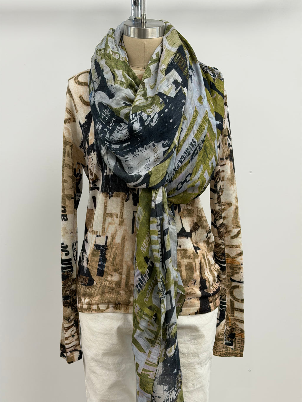 Printed Artworks Scarf in Graffiti Green