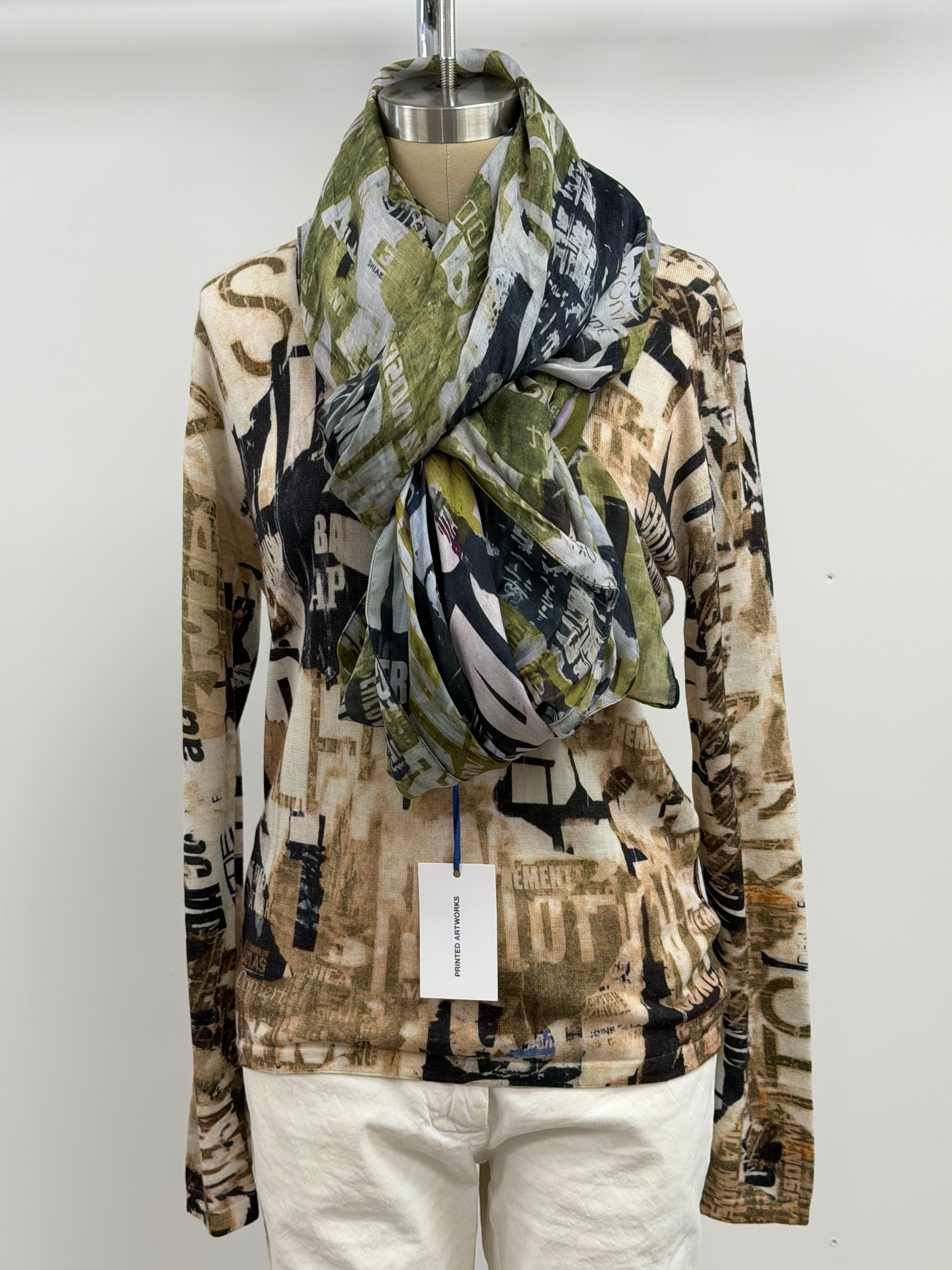 Printed Artworks Scarf in Graffiti Green