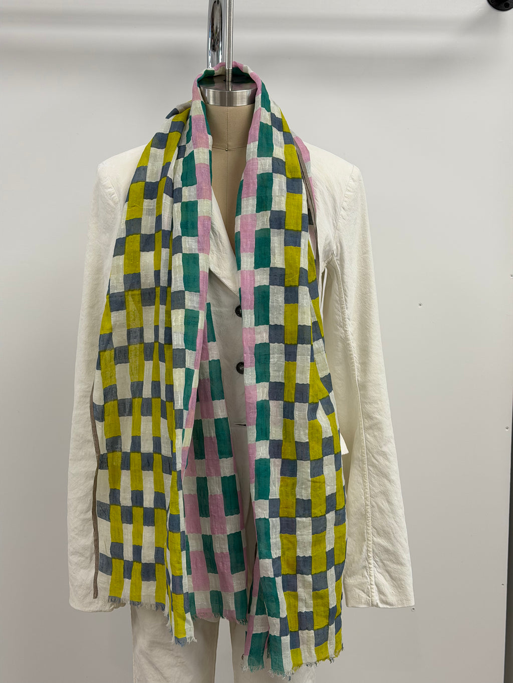 Epice Checkered Scarf in Pink Green Multi