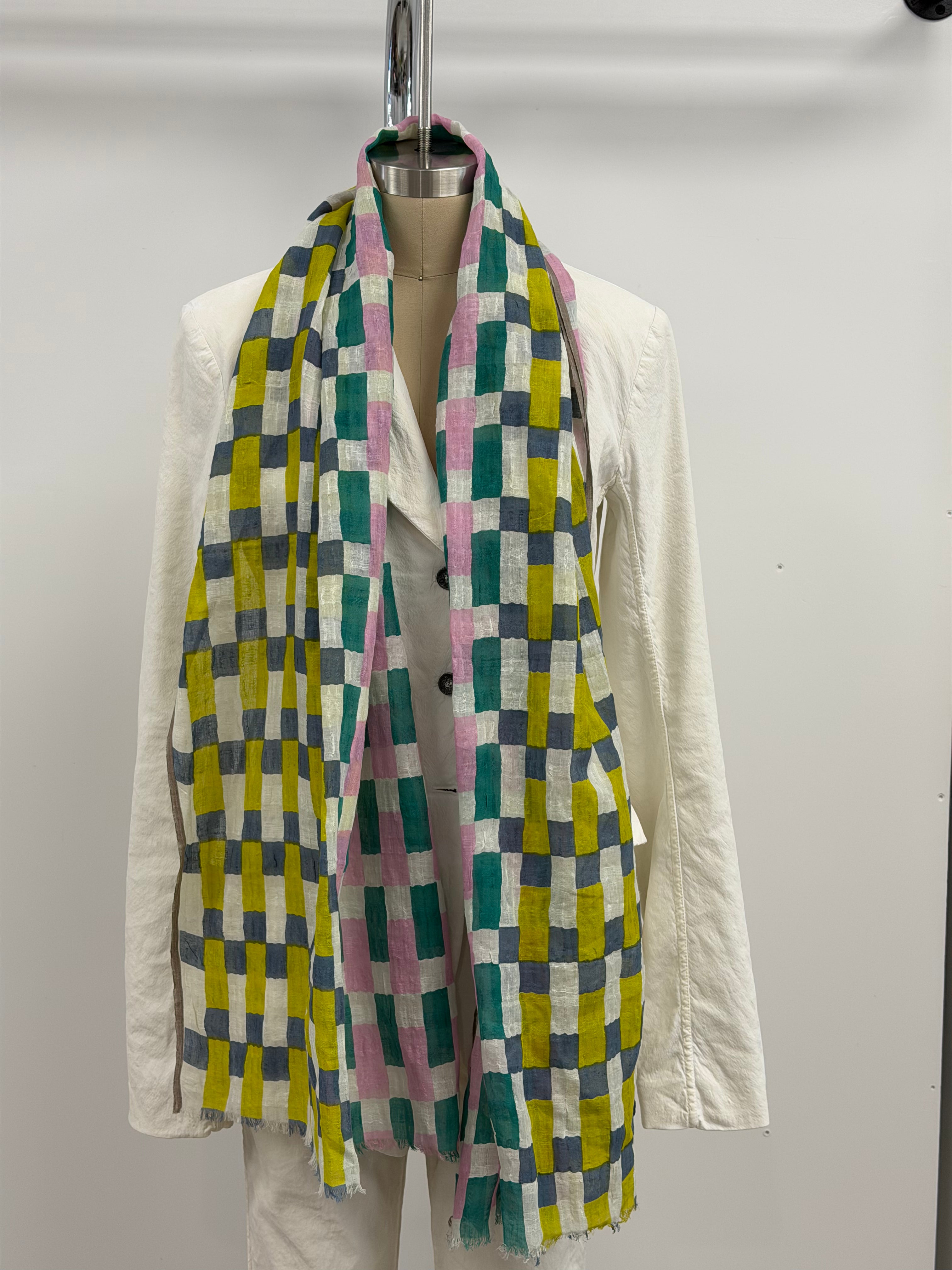 Epice Checkered Scarf in Pink Green Multi