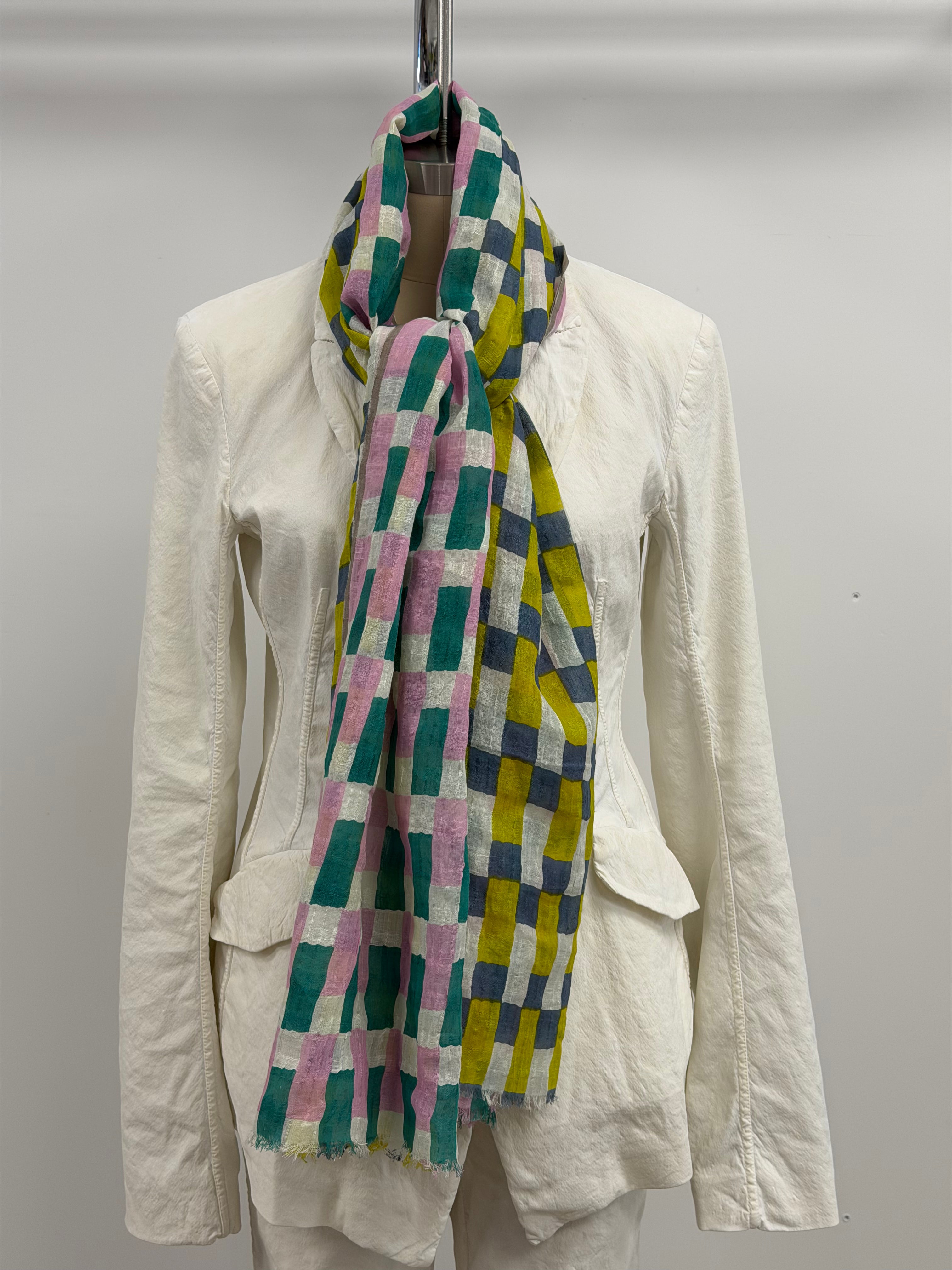 Epice Checkered Scarf in Pink Green Multi