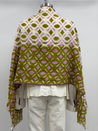 Epice Henna Small Motif Scarf in Pink, Olive, and Cream