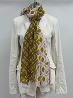 Epice Henna Small Motif Scarf in Pink, Olive, and Cream