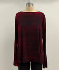 Annie Turbin Long Sleeve Boat Neck Tee in Red/Black Roller