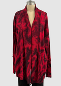 Annie Turbin Supima Modal Cardigan in Red/Black Tie Dye