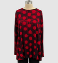 Annie Turbin Center Seam Long Sleeve Tee in Black/Red Polkadots
