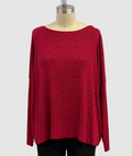 Annie Turbin Boxy Drop Shoulder Ribbed Long Sleeve Oversized Tee in Red/Black Swirl