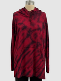 Annie Turbin Side Slit Supima Cotton Modal Hoodie in Red/Black Tie Dye