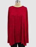 Annie Turbin Center Seam Long Sleeve Tee in Black/Red Swirl