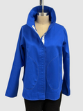 Vitamin Canvas Jacket with Curved Hem in Royal Blue