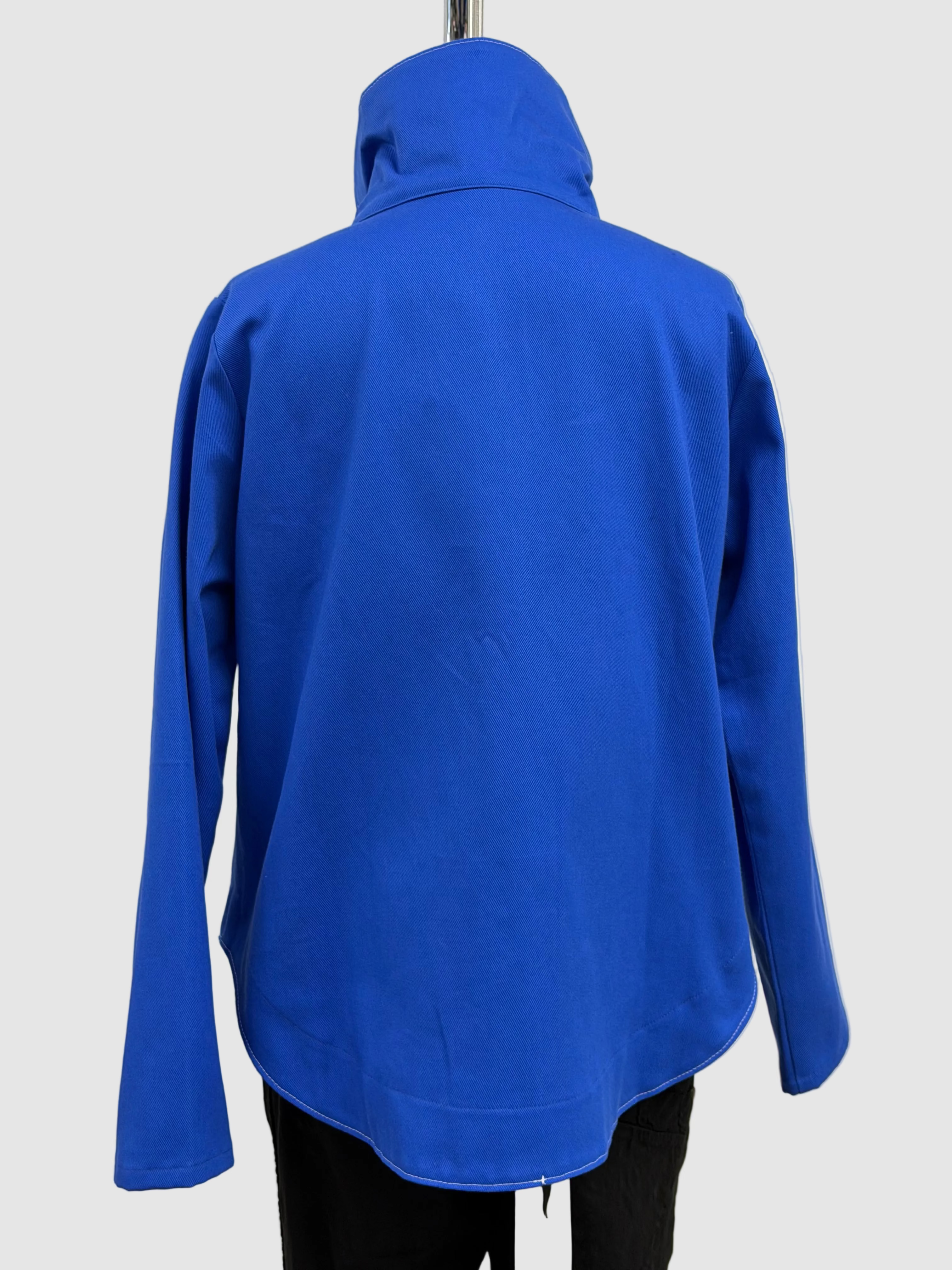 Vitamin Canvas Jacket with Curved Hem in Royal Blue