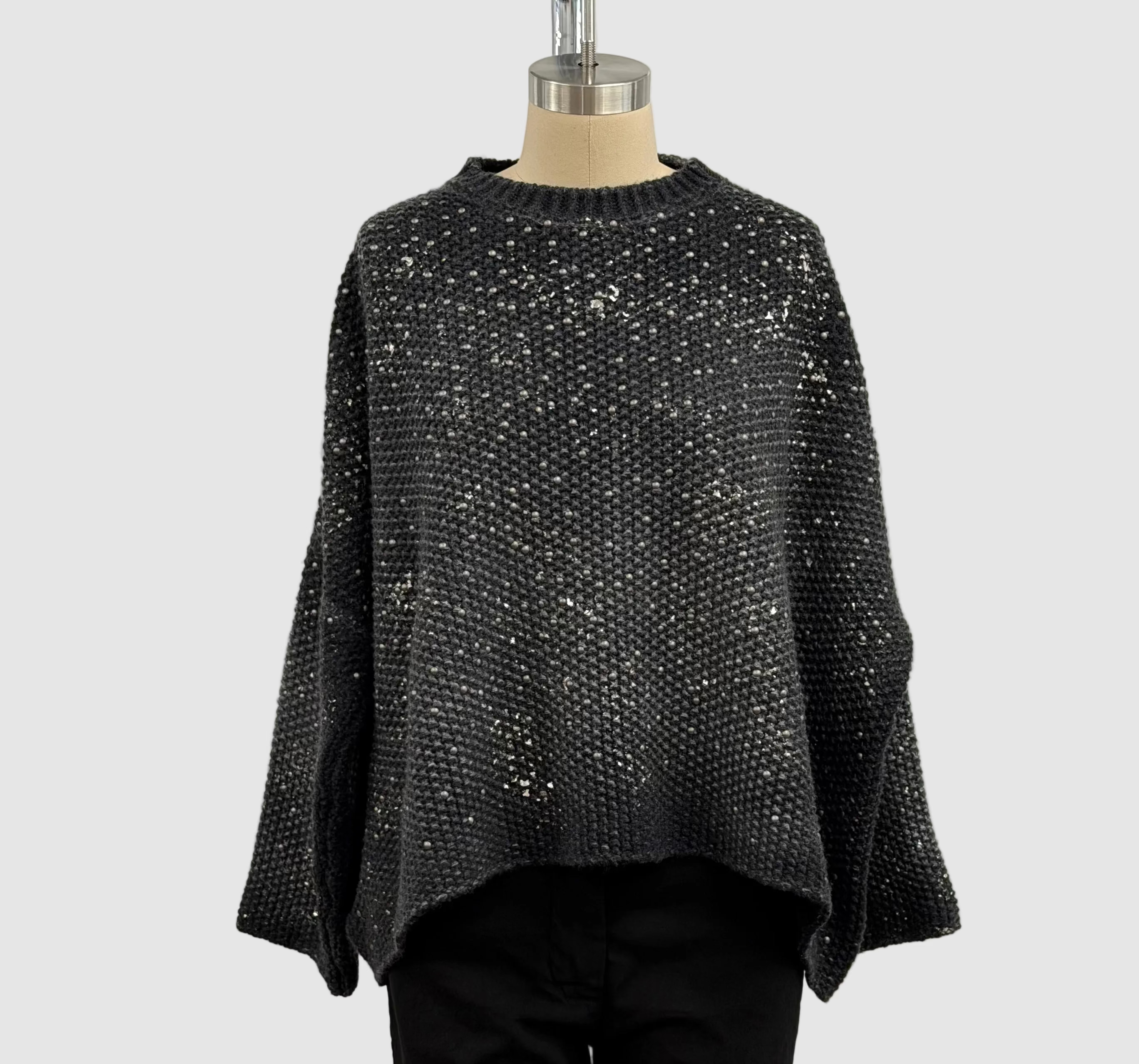 Avant Toi Maglia G/Collo Hand-Paionted Extrafine Merino Wool & Cashmere Sweater in N/Nero