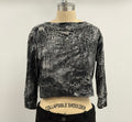 Annie Turbin Cropped 3/4 Sleeve Sweatshirt in Black Crackle