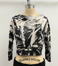 Annie Turbin Cropped 3/4 Sleeve Sweatshirt in Black Abstraction