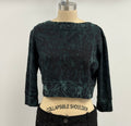 Annie Turbin Cropped 3/4 Sleeve Sweatshirt in Dark Green/Black Roses