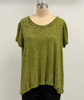 Annie Turbin Short Sleeve Scoop Neck Tee in Olive/Black Swirl