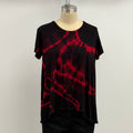 Annie Turbin Short Sleeve Scoop Neck Tee in Red/Black Tie Dye