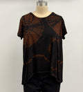 Annie Turbin Short Sleeve Scoop Neck Tee in Brown/Black Tie Dye