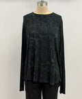 Annie Turbin High-Low Long Sleeve Top in Green/Black Giraffe