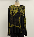 Annie Turbin High-Low Long Sleeve Top in Olive/Black Tie Dye
