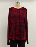 Annie Turbin High-Low Long Sleeve Top in Red/Black Roller