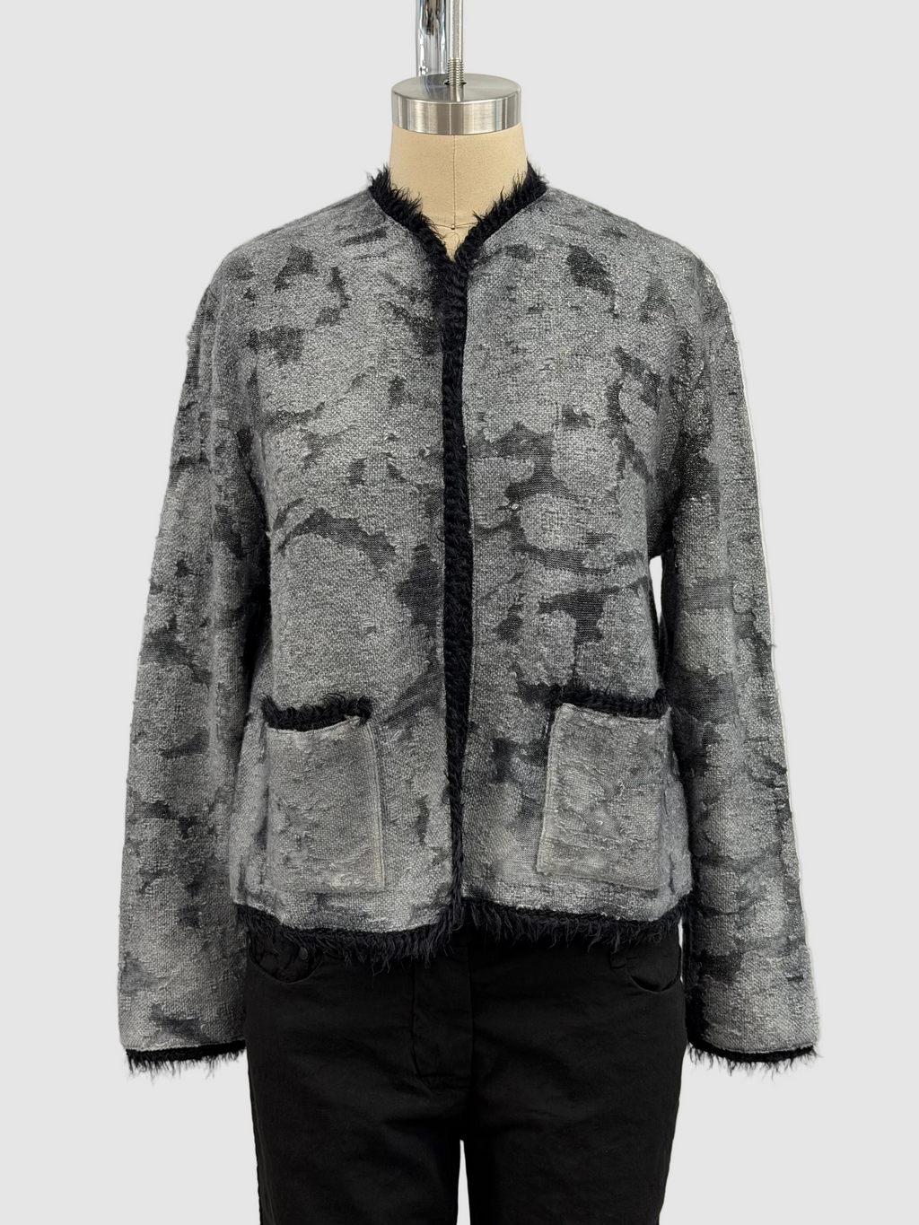 Avant Toi Filcoup Jacquard Round Neck Jacket With Lamination in Husky