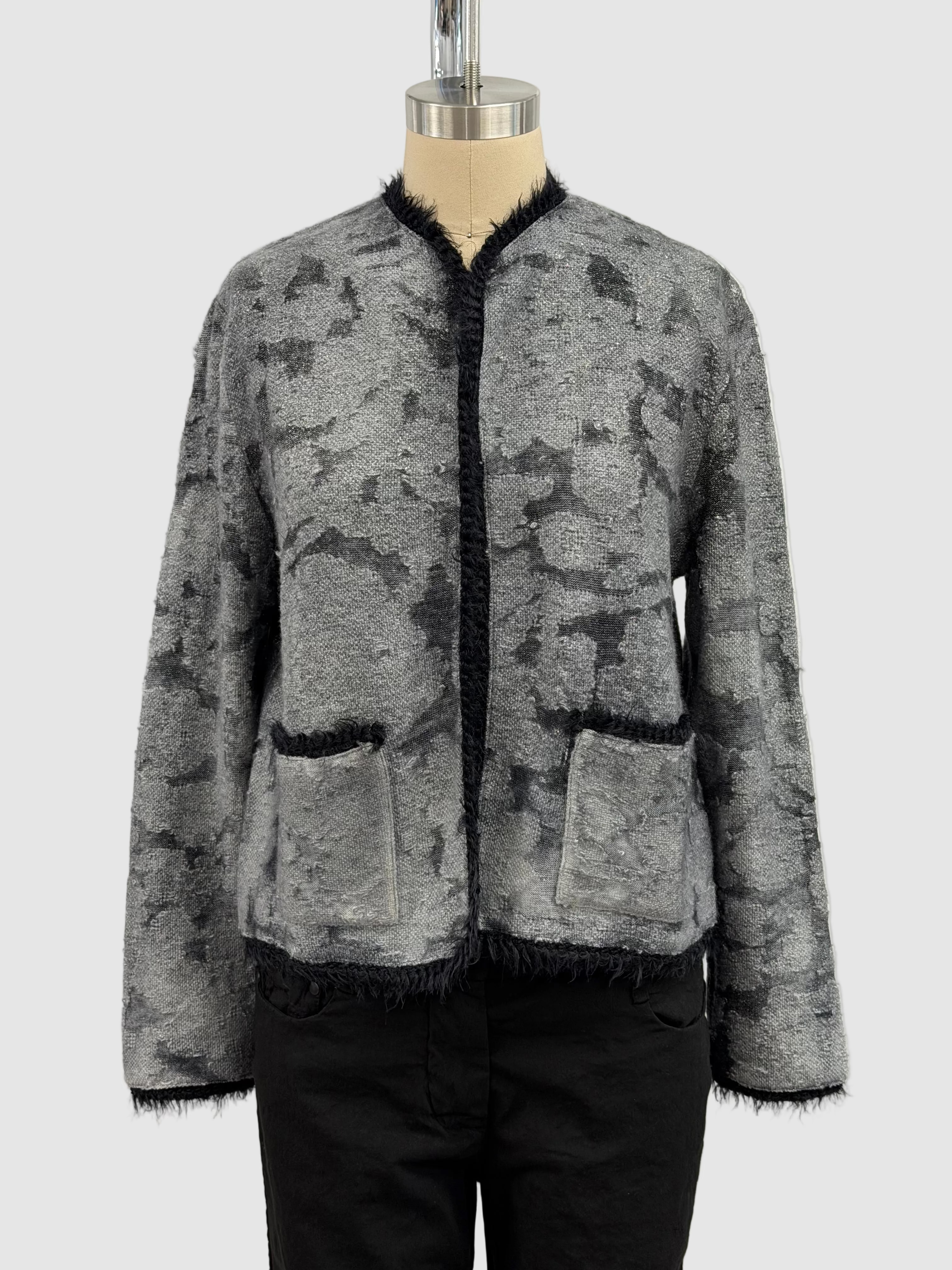 Avant Toi Filcoup Jacquard Round Neck Jacket With Lamination in Husky
